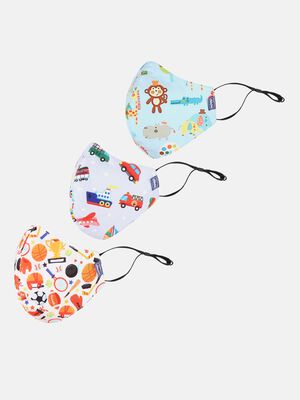 Face Mask (3-6y) (3 Pcs) Jungle-Car-Sport